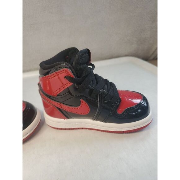 Air Jordan 1 Retro High OG TD 'Patent Bred' Infant Size 4c Uk 3.5 ( 12 Month) - Picture 13 of 16